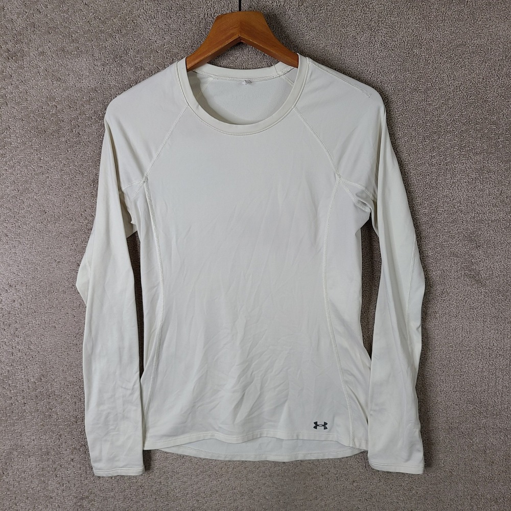 Under Armour Shirt Womens Medium White Long Sleeve Compression Athletic Training